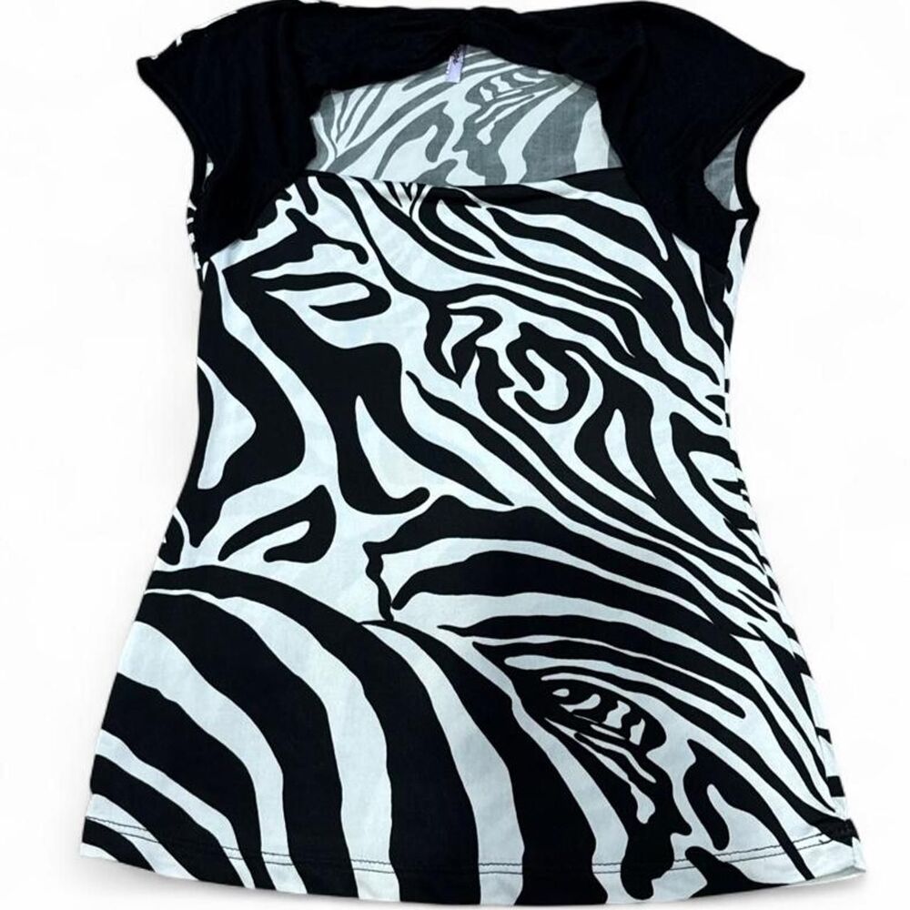 Misope Black and White Zebra Print Top